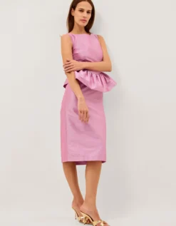 Dahlia Peplum Midi Dress Purple