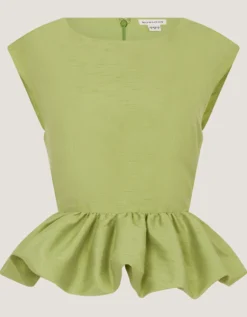 Dahlia Sleeveless Peplum Top Green