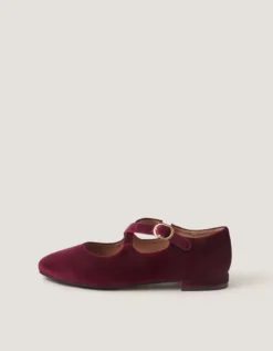 Dana Velvet Mary Jane Ballet Flats Red