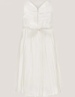 Delores Applique Floral Pleat Dress Ivory