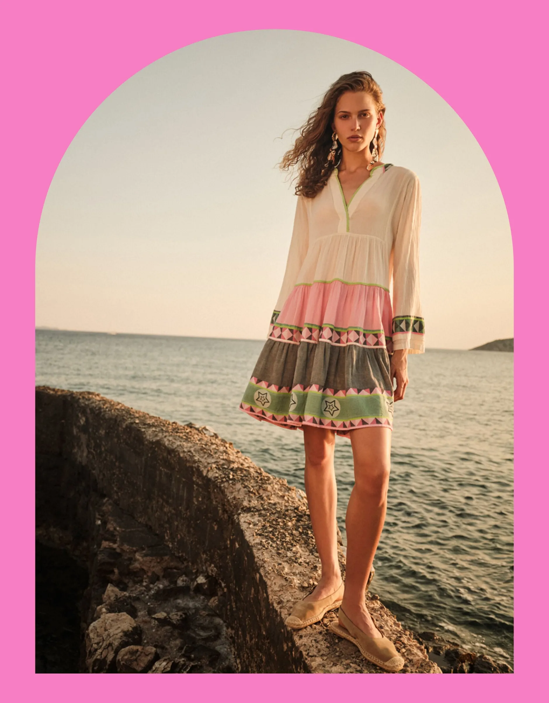 Devotion Twins Ella Geometric Stripe Mini Dress Multi