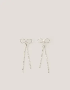 Diamanté Bow Drop Earrings