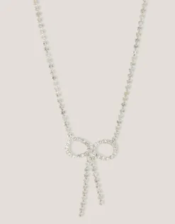 Diamanté Bow Necklace