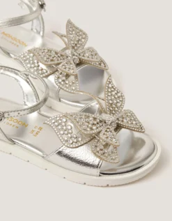 Diamanté Butterfly Sandals Silver