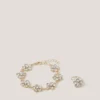 Diamanté Flower Bracelet & Ring Set