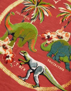 Dinosaur Graphic Cotton T-Shirt Red
