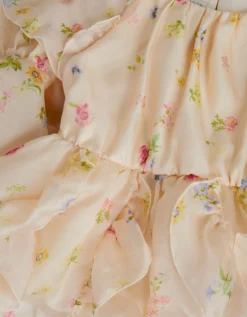Ditsy Floral Ruffle Party Dress Yellow