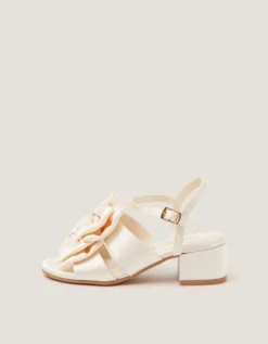Double Bow Heeled Sandals Ivory