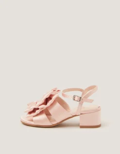 Double Bow Heeled Sandals Pink