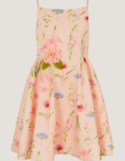 Dream Strappy Floral Party Dress Pink