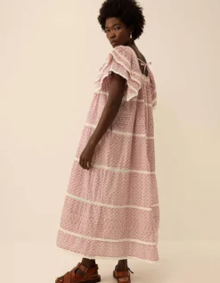 East Alina Printed Floral Lace Insert Dress Pink