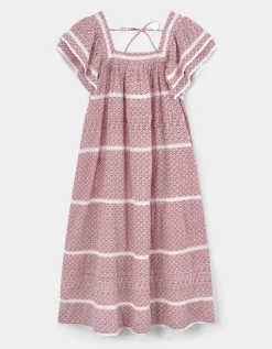 East Alina Printed Floral Lace Insert Dress Pink