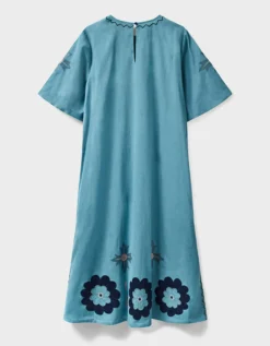 East Anyar Applique Placement Embroidery Dress Teal