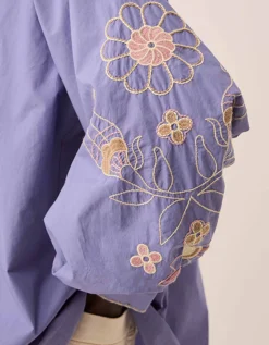 East Anyar Embroidered Cotton Blouse Blue