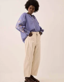 East Anyar Embroidered Cotton Blouse Blue