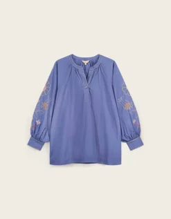 East Anyar Embroidered Cotton Blouse Blue