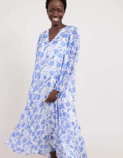 East Becca Floral Georgette Dress Blue