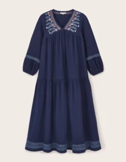 East Carita Hand-Embroidered Maxi Dress Blue