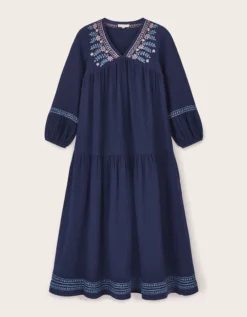 East Carita Hand-Embroidered Maxi Dress Blue