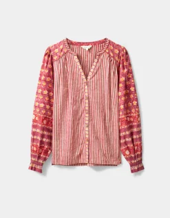 East Devyn Hand Block Print Cotton Top Pink
