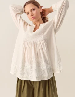 East Donnie Hand-Embroidered Blouse Ivory