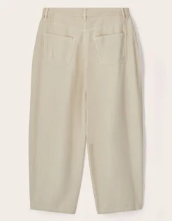East Elodie Cotton Twill Barrel Leg Trousers White