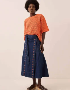 East Flora Pointelle Knit Tee Orange