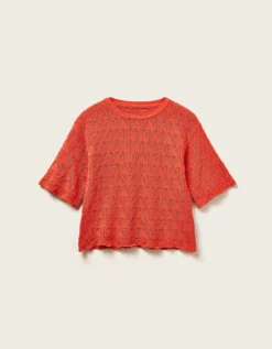 East Flora Pointelle Knit Tee Orange