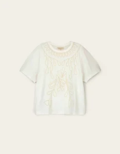 East Florence Floral Embroidered T-shirt Ivory