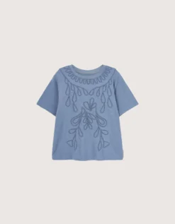 East Florence Floral Embroidered T-shirt Blue