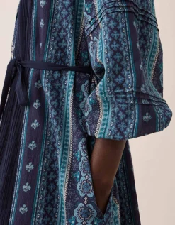 East Gabriette Geometric Print Embroidered Dress Blue