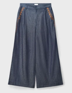 East Jayla Embroidered Denim Trousers Blue