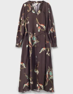 East Jeanie Botanical Print Maxi Dress Grey