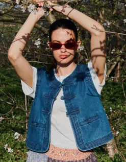 East Juna Denim Gilet Blue
