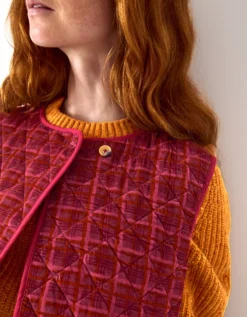 East Karina Quilted Corduroy Gilet Orange