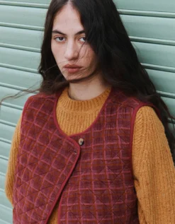 East Karina Quilted Corduroy Gilet Orange