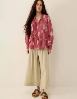 East Krista Hand-Batik Floral Top Pink