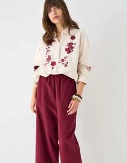 East Liya Embroidered Shirt Camel
