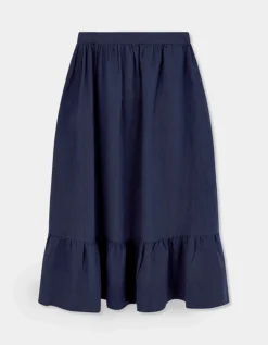 East Liza Midi Linen Skirt Blue