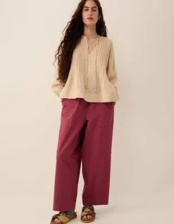 East Liza Pintuck Linen Top Camel