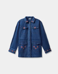 East Marion Indigo Denim Embroidered Jacket Blue