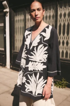 East Mella Hand-Appliqué Tunic Blue
