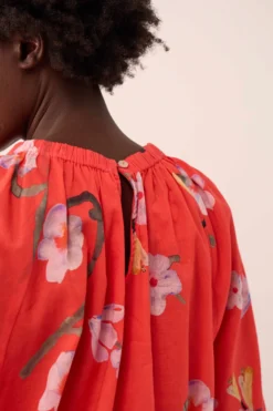 East Nessa Watercolour Floral Top Red