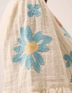 East Odeline Embroidered Dress Ivory