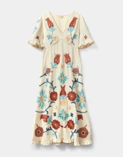 East Odeline Embroidered Dress Ivory