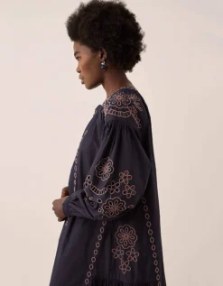East Reni Broderie Dress Blue