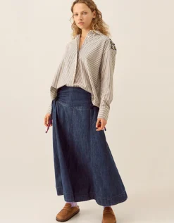 East Reyna Denim Midi Skirt Blue