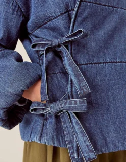 East Reyna Denim Padded Jacket Blue