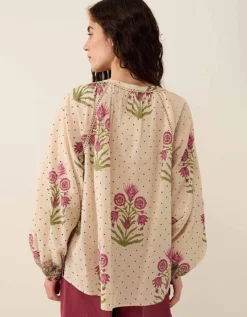 East Roza Woodblock Cotton Top Multi