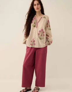 East Roza Woodblock Cotton Top Multi